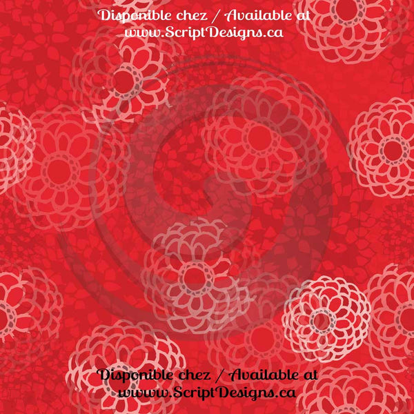 Stylized Zinnias - Patterned Adhesive Vinyl (18 Colours Available)