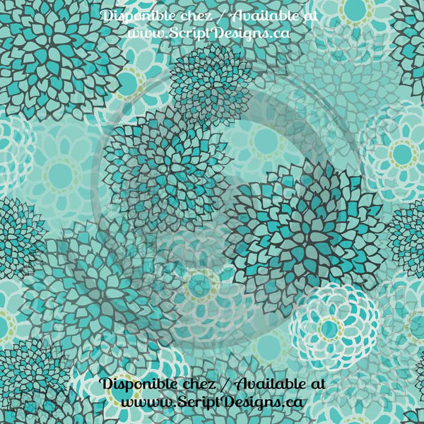 Stylized Zinnias - Patterned Adhesive Vinyl (18 Colours Available)