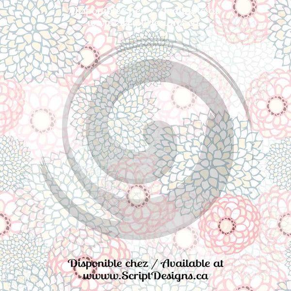 Stylized Zinnias - Patterned Adhesive Vinyl (18 Colours Available)