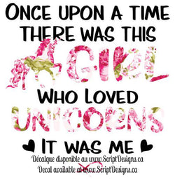 Girl who Loved Unicorns - Black Lettering - HTV Decal (Iron On)