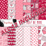 Be Mine - Patterned Adhesive Vinyl Samplers - 12 designs included