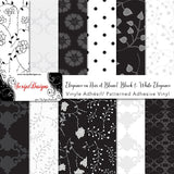 Black and White Elegance - Patterned Adhesive Vinyl  (14 Different designs available)