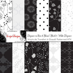 Black and White Elegance - Patterned HTV (12 Different designs available)