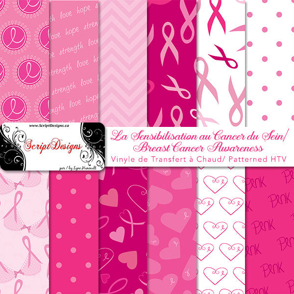 Breast Cancer Awareness - Patterned HTV (11 Different designs available)