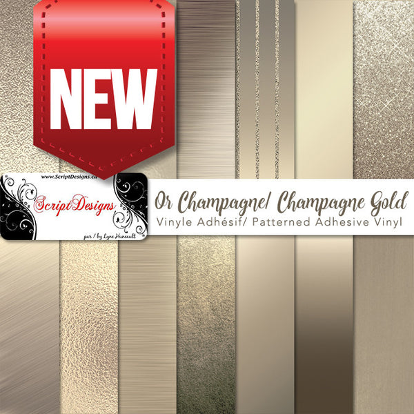 Champagne Gold - Patterned Adhesive Vinyl  (14 Different designs available)