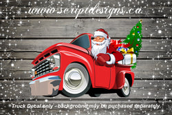 Christmas Tree Red Truck with Santa Adhesive Decal