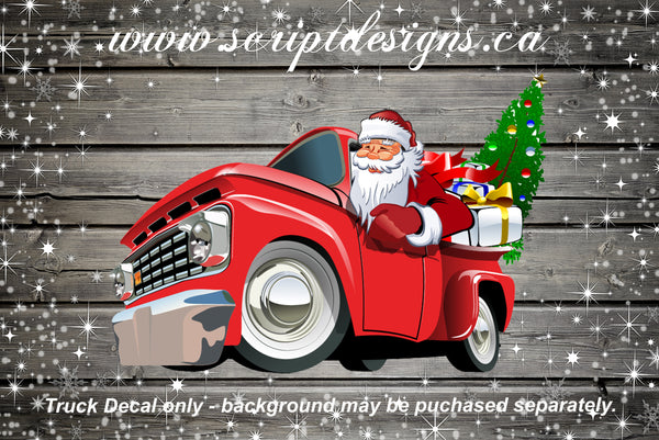 Christmas Tree Red Truck with Santa HTV Decal