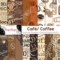 Café - HTV à motifs (16 modèles différents disponibles)