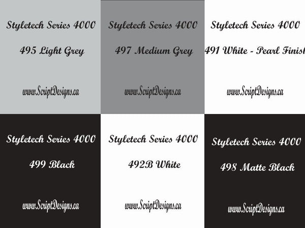 Vinyle adhésif équivalent 651 (Styletech 4000) - FEUILLES et ROULEAUX - Noirs, Blancs et Gris 