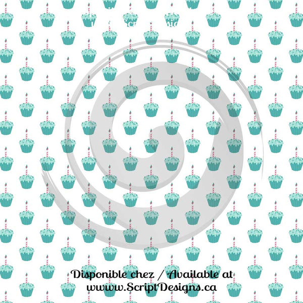Pink & Turquoise Birthday - Patterned Adhesive Vinyl (12 Different designs available)