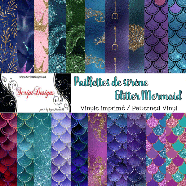 Glitter Mermaid - Patterned Heat Transfer Vinyl (19 Different designs available)