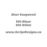 01 Blanc - Siser EasyWeed HTV 12 pouces de large