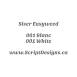 01 White - 12 Siser EasyWeed HTV