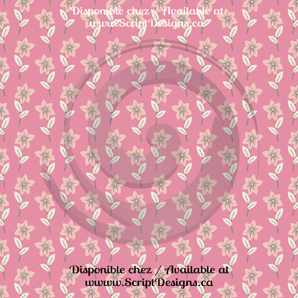 Floral Pink - Patterned Adhesive Vinyl  (12 Designs) - ScriptDesigns - 1
