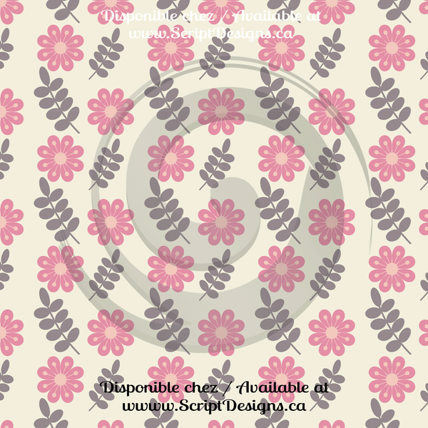 Floral Pink - Patterned Adhesive Vinyl  (12 Designs) - ScriptDesigns - 2