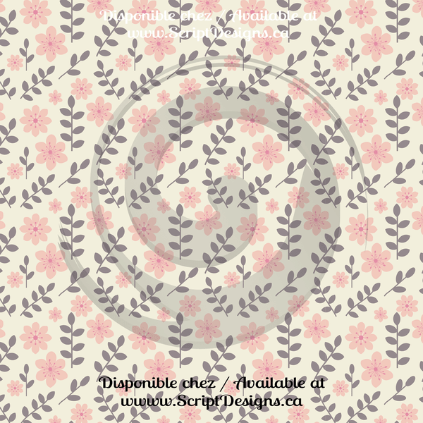 Floral Pink - Patterned Adhesive Vinyl  (12 Designs) - ScriptDesigns - 3