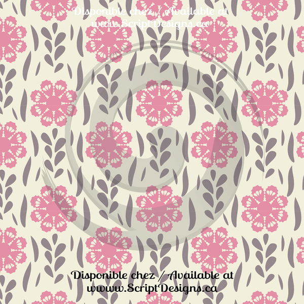 Floral Pink - Patterned Adhesive Vinyl  (12 Designs) - ScriptDesigns - 6