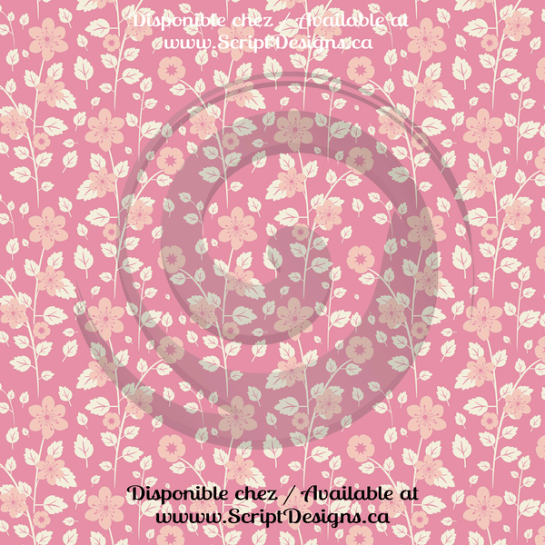 Floral Pink - Patterned Adhesive Vinyl  (12 Designs) - ScriptDesigns - 8