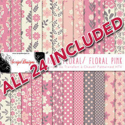 Floral Pink / Floral Pink Petite - Échantillonneurs HTV à motifs (12 modèles inclus)
