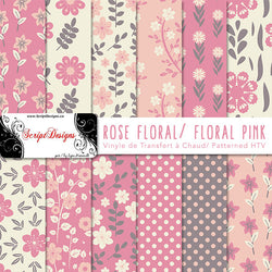 Floral Pink - HTV à motifs (12 modèles différents disponibles)