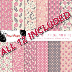 Échantillonneur rose floral - Vinyle adhésif à motifs - 12 modèles inclus