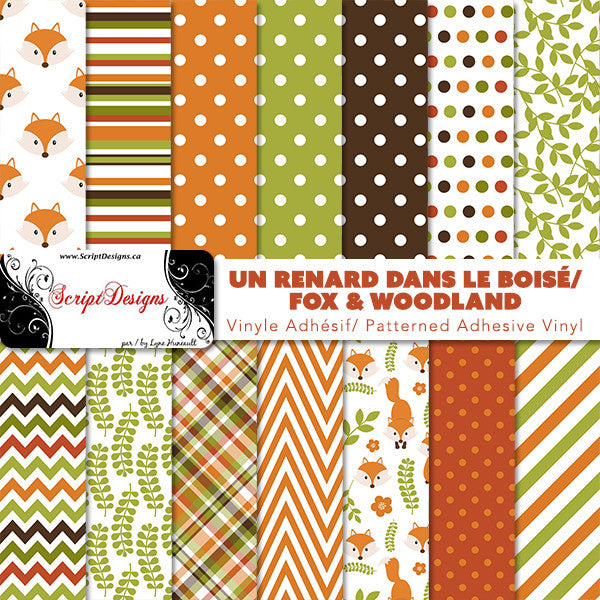 Fox and Woodland - Patterned Adhesive Vinyl (16 Designs)