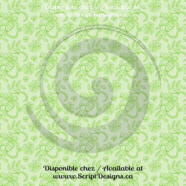 Green Floral - Patterned Adhesive Vinyl  (12 Designs) - ScriptDesigns - 2