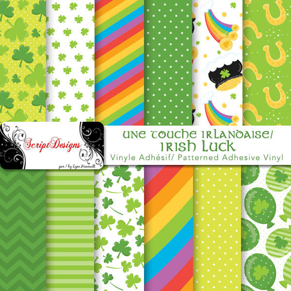 Irish Luck - Patterned Adhesive Vinyl  (12 Different designs available)