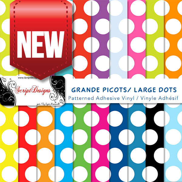 Vinyle adhésif à gros motifs Dots (20 couleurs différentes disponibles) 