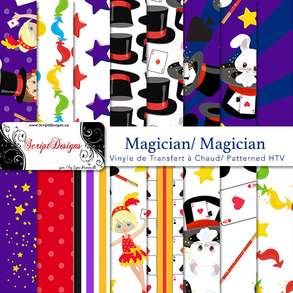 Magician - Patterned Heat Transfer Vinyl (16 Different designs available)