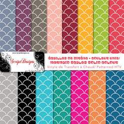 Sirène à grandes écailles couleur unique - HTV à motifs (15 couleurs disponibles)