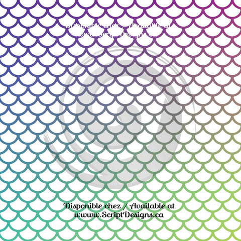 Mermaid Multi Colour White Scales Large - Patterned Adhesive Vinyl (12 Different designs available)