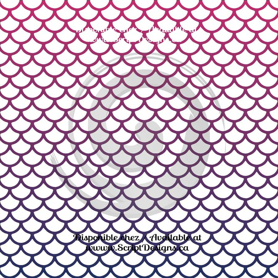 Mermaid Multi Colour White Scales Large - Patterned Adhesive Vinyl (12 ...
