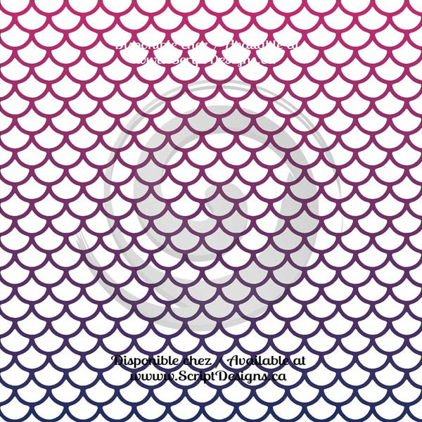 Mermaid Multi Colour White Scales Large - Patterned Adhesive Vinyl (12 Different designs available)