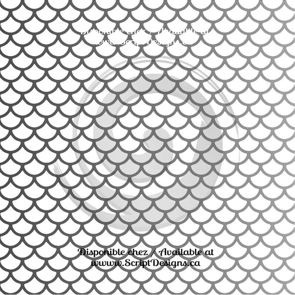 Mermaid Multi Colour White Scales Large - Patterned Adhesive Vinyl (12 Different designs available)