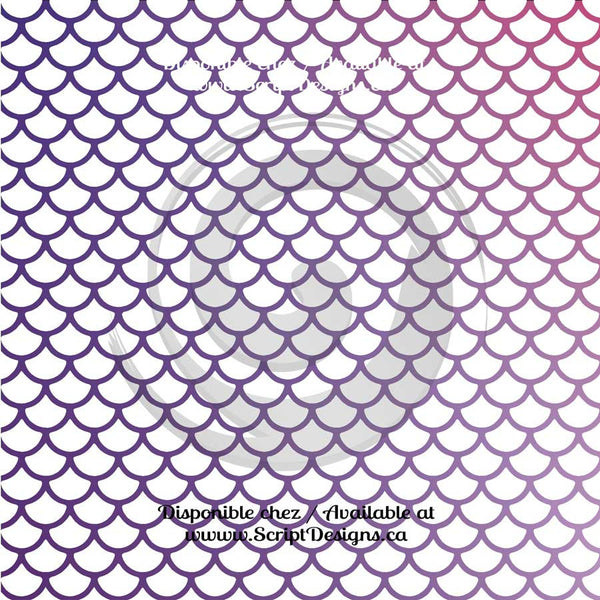 Mermaid Multi Colour White Scales Large - Patterned Adhesive Vinyl (12 Different designs available)