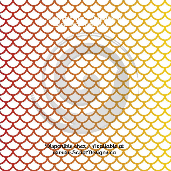 Mermaid Multi Colour White Scales Large - Patterned Adhesive Vinyl (12 Different designs available)