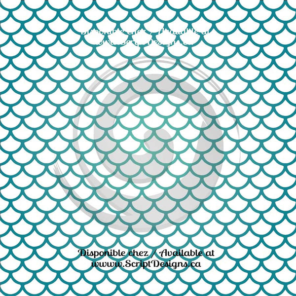 Mermaid Multi Colour White Scales Large - Patterned Adhesive Vinyl (12 Different designs available)