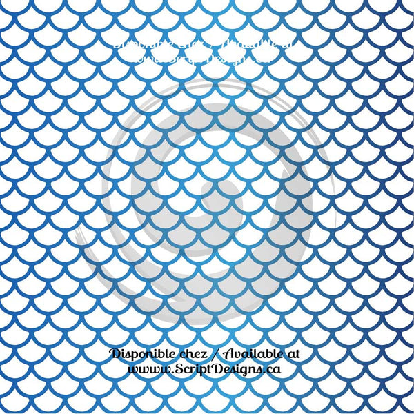 Mermaid Multi Colour White Scales Large - Patterned Adhesive Vinyl (12 Different designs available)