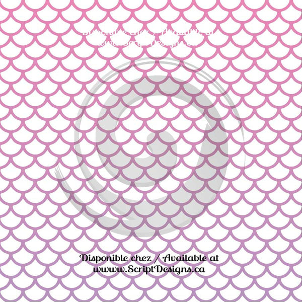 Mermaid Multi Colour White Scales Large - Patterned Adhesive Vinyl (12 Different designs available)