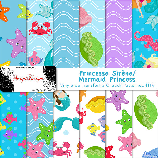 Mermaids - Patterned HTV (12 Different designs available)