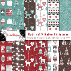 Naive Christmas - HTV à motifs (12 modèles différents disponibles)