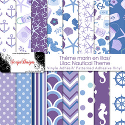 Lilac Nautical Theme - Patterned Adhesive Vinyl (16 Designs)