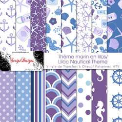 Thème nautique lilas - HTV à motifs (16 modèles différents disponibles)