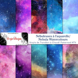 Nebula Watercolour - Patterned HTV (10 Different designs available)