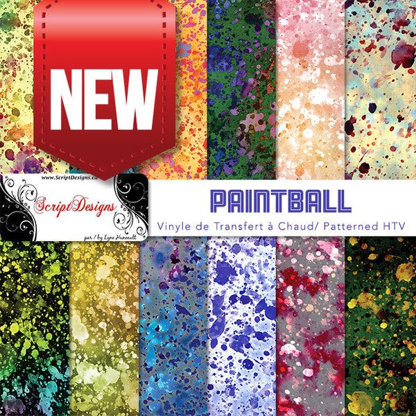 Paintball - Patterned HTV (12 Different designs available)