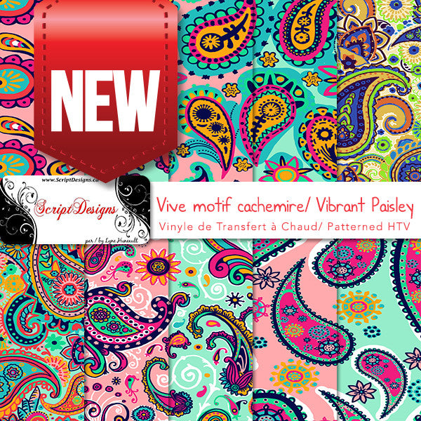 Vibrant Paisley - Patterned HTV (10 Different designs available)