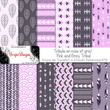 Pink & Grey Tribal- Patterned HTV (12 Different designs available)