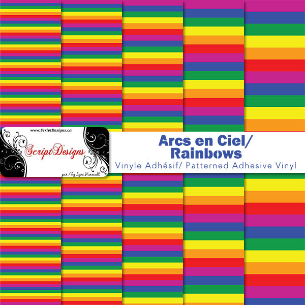 Rainbow Stripes - Vinyle adhésif à motifs (5 largeurs différentes disponibles)