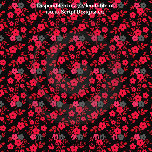 Red Floral - Patterned HTV (12 Different designs available)